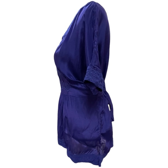 Anthropologie MAEVE Short Sleeve V Neck Tie Waist Purple Embroidered Tunic 8 INV - Picture 5 of 10